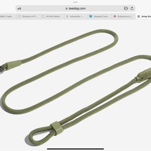 Green gently used Zeedog Leash, hands free option